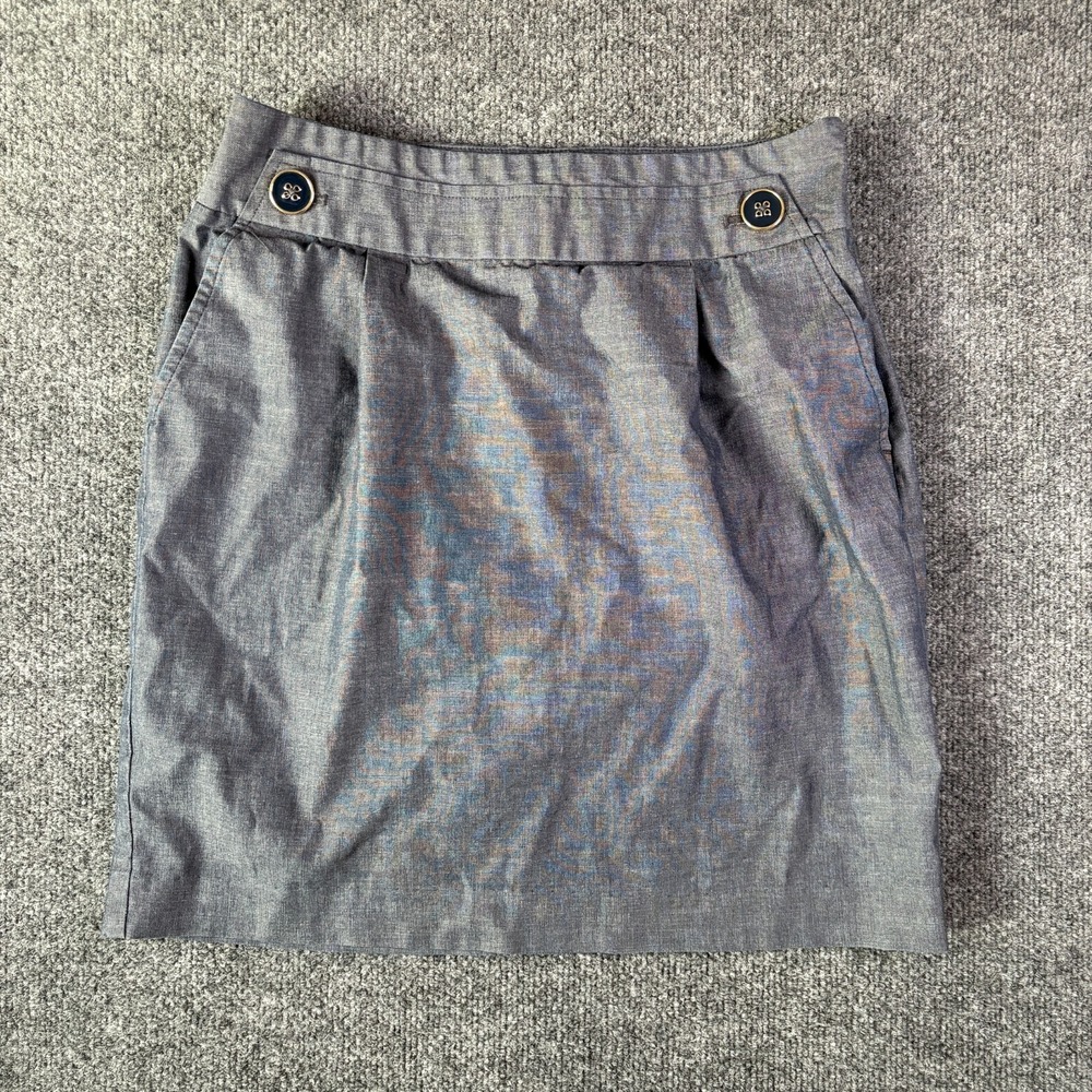 Loft A Line Mini Skirt Womens 6 Gray Pleated Side Zip Modern Minimalist Casaul